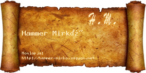 Hammer Mirkó névjegykártya